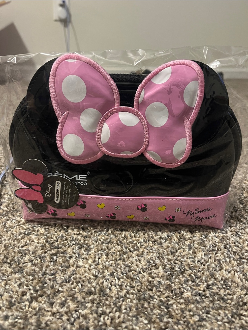 Disney Minnie Mouse Black and Pink Kids Lunch Tote with Polka Dot Bow